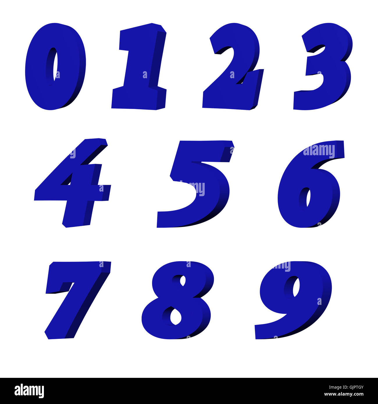 blue numbers 3D illustration on white background Stock Photo