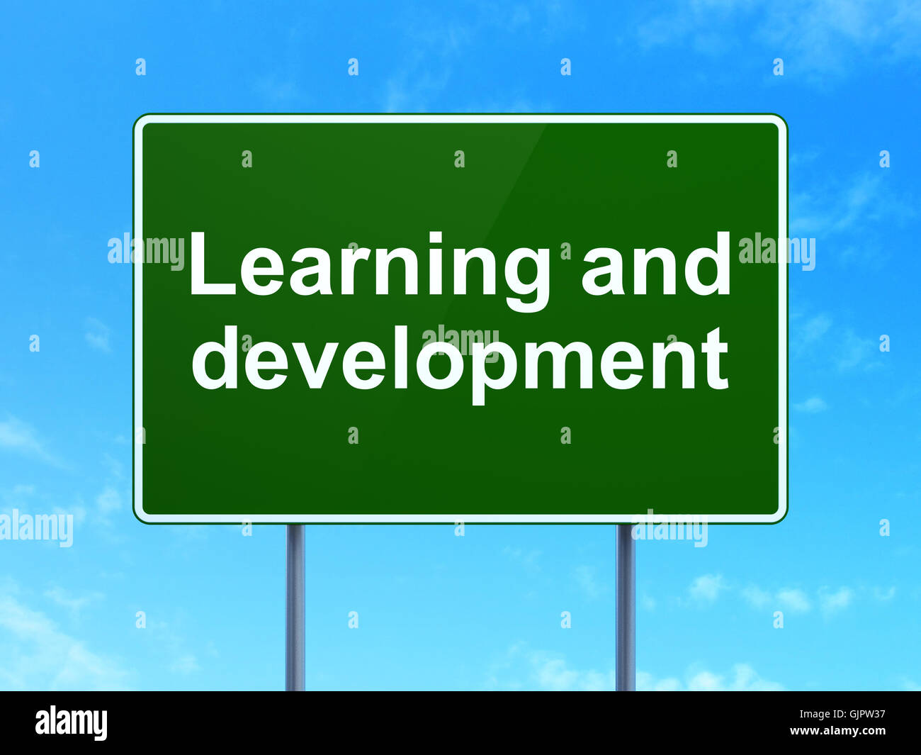 Studying concept: Learning And Development on road sign background ...