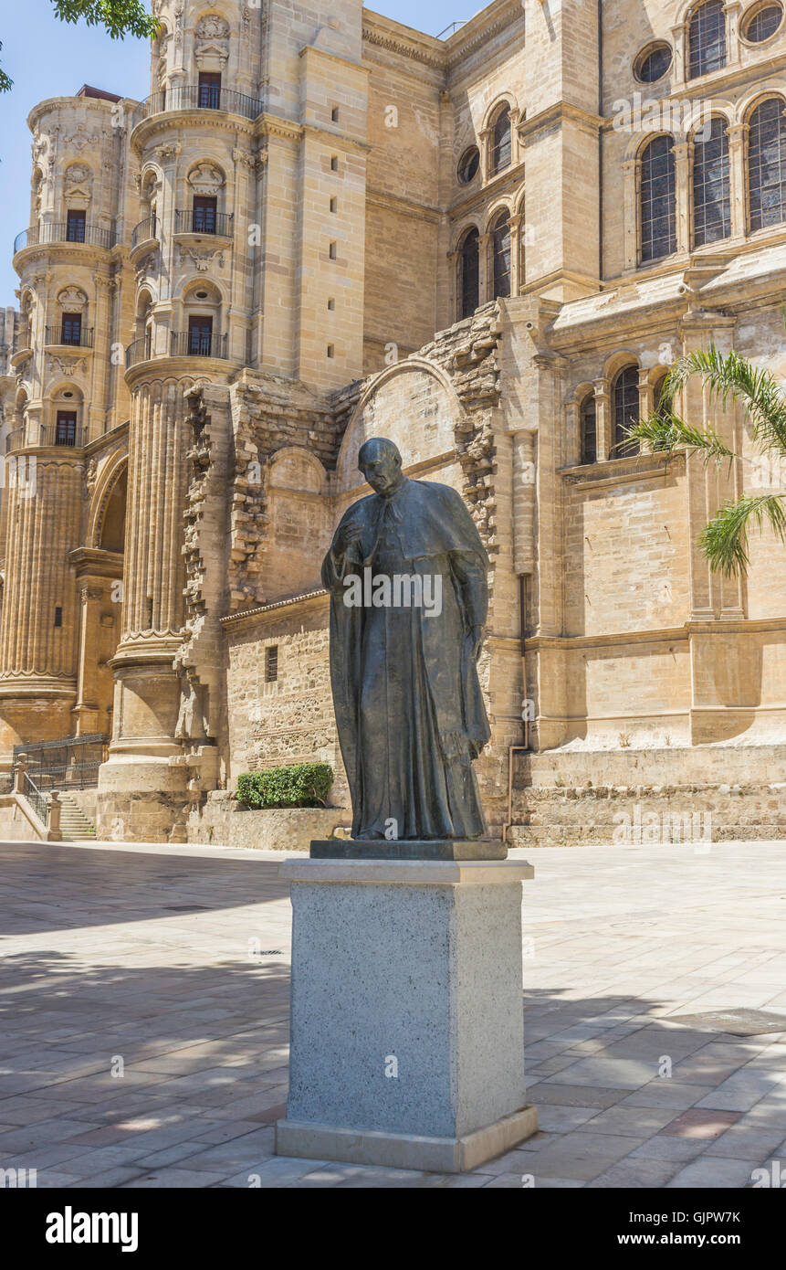 Statue of Ángel Herrera Oria, 1886 –1968. Bishop of Malaga Stock Photo