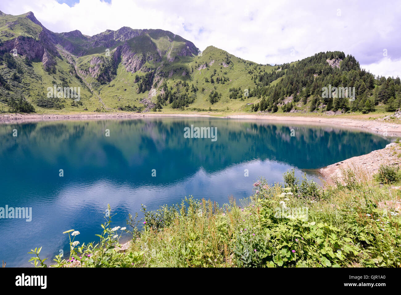 Lake Tremorgio on Canton Ticino in the Swiss alps Stock Photo