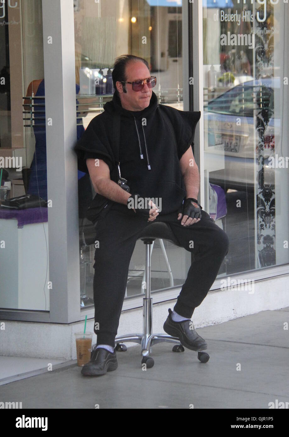 Andrew Dice Clay enjoys a cigarette in Beverly Hills Featuring Andrew