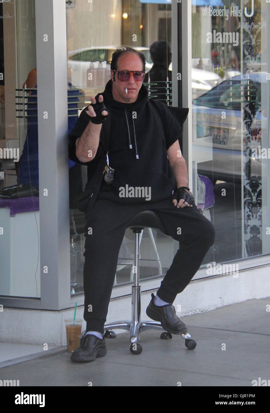 Andrew Dice Clay enjoys a cigarette in Beverly Hills Featuring Andrew