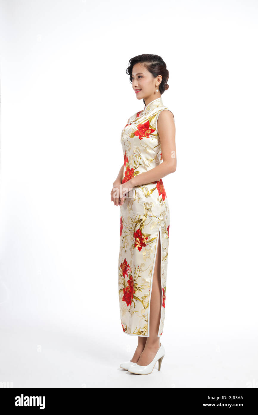 Dressed in traditional Chinese costumes studio shot young woman Stock ...