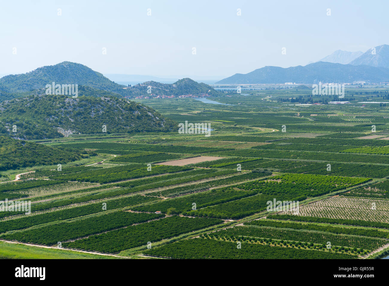 aerial view of beautiful Neretva valley in southern Croatia. Stock Photo