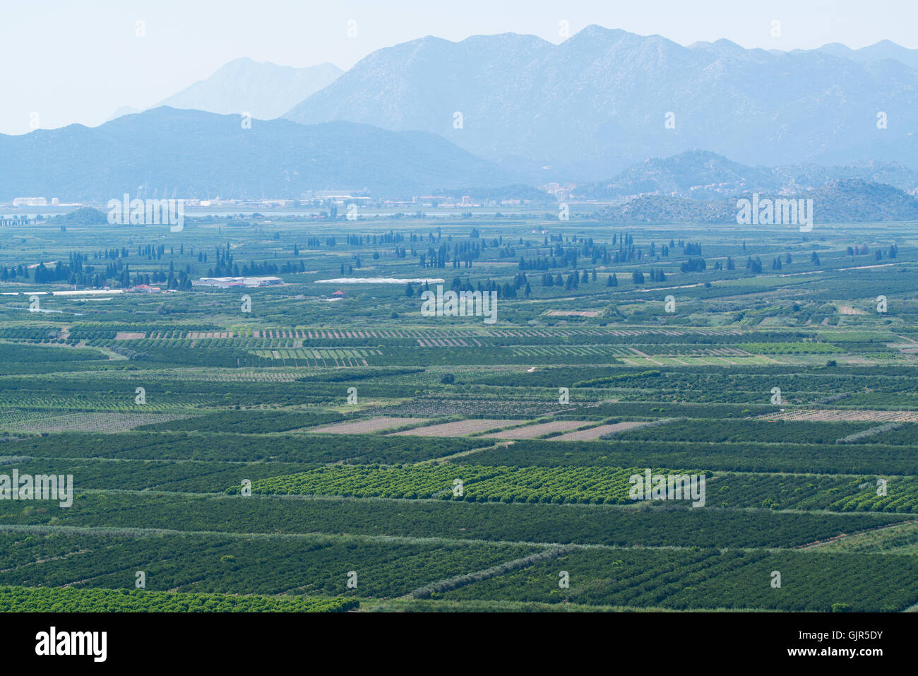 aerial view of beautiful Neretva valley in southern Croatia. Stock Photo