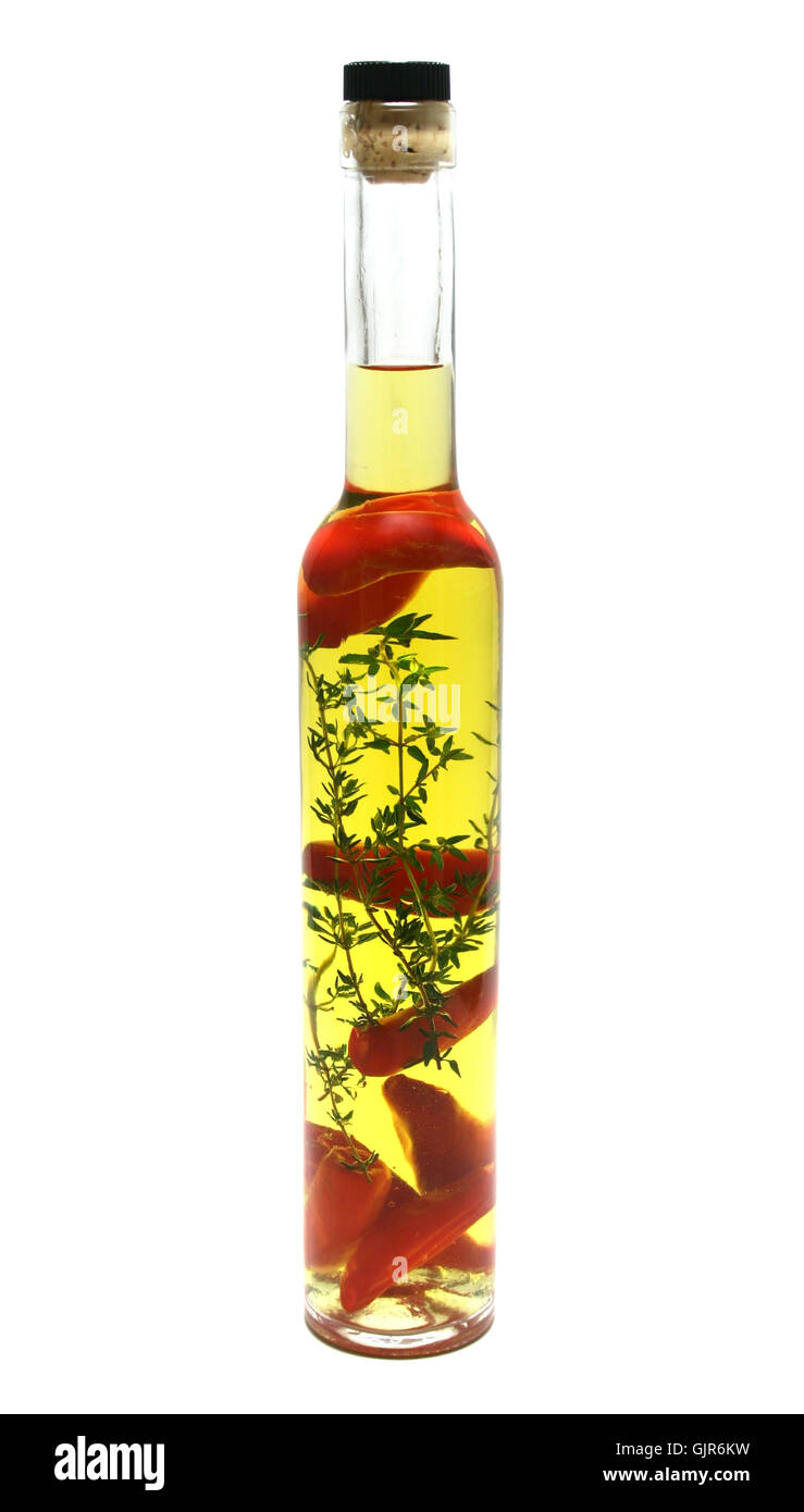 golden bottle paprika Stock Photo