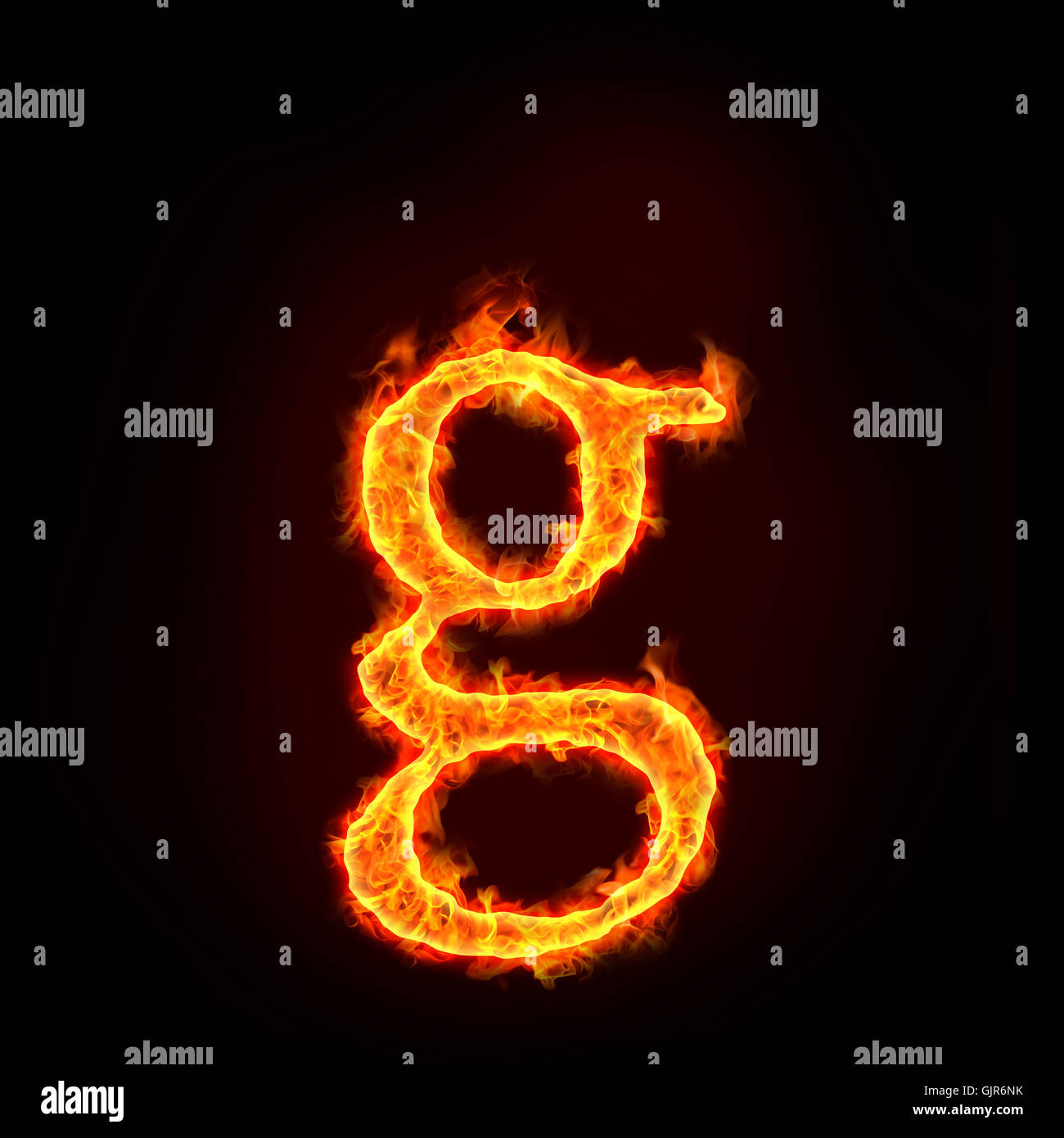 fire alphabets, small letter g Stock Photo