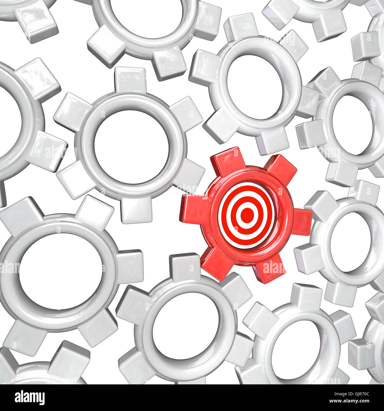 One Gear is Singled Out as Vital Part - Targeted Bulls-Eye Stock Photo