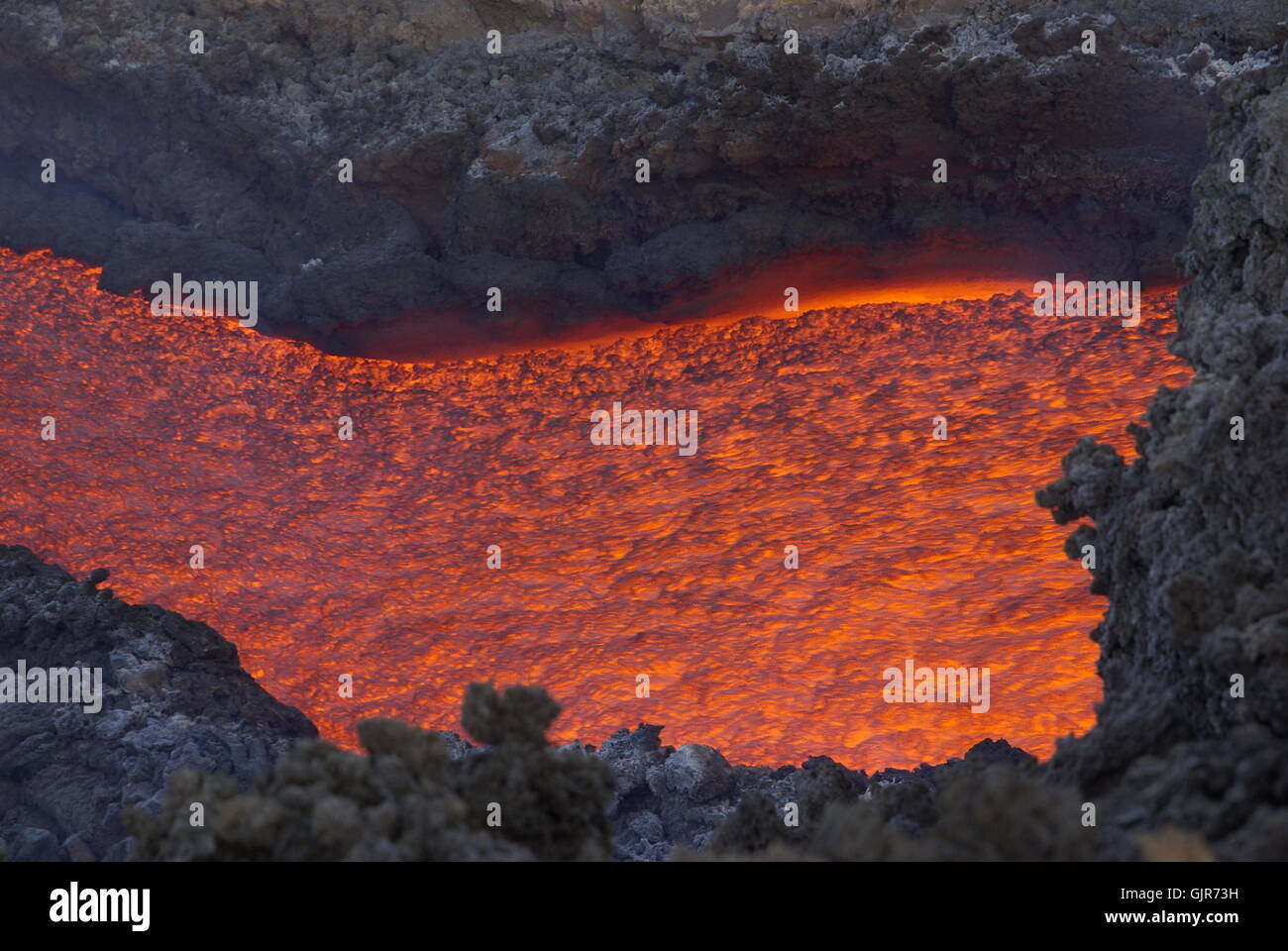 etna lava flow Stock Photo