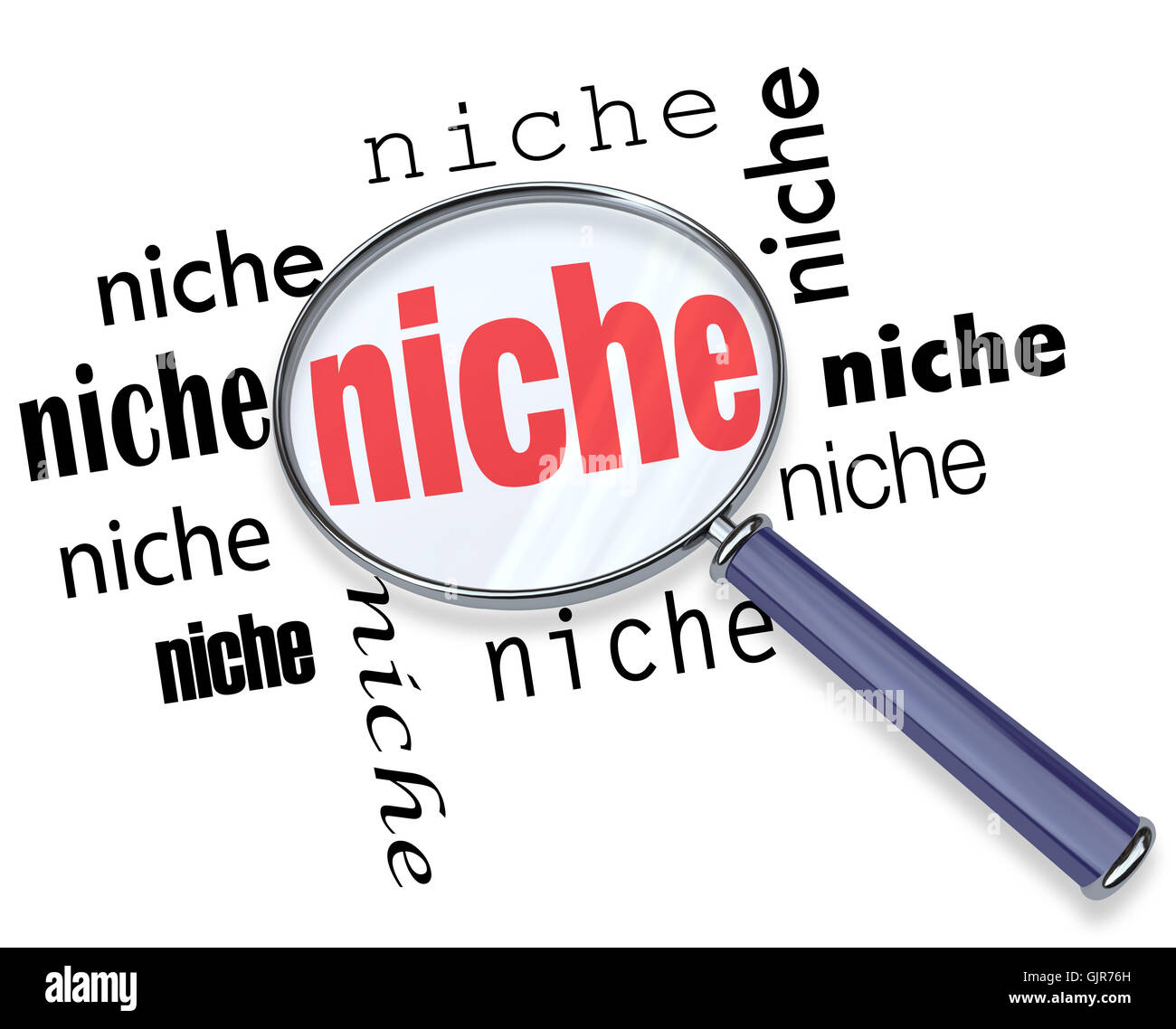 Finding a Targeted Niche - Magnifying Glass Stock Photo