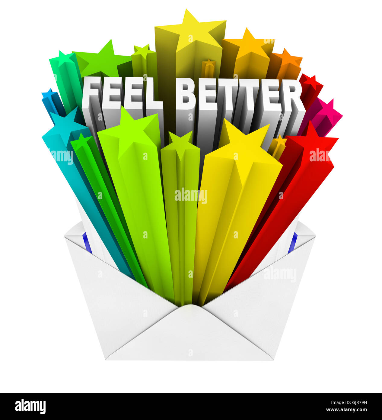 Feel Better Words in Evnelope - Get Well Card Stock Photo