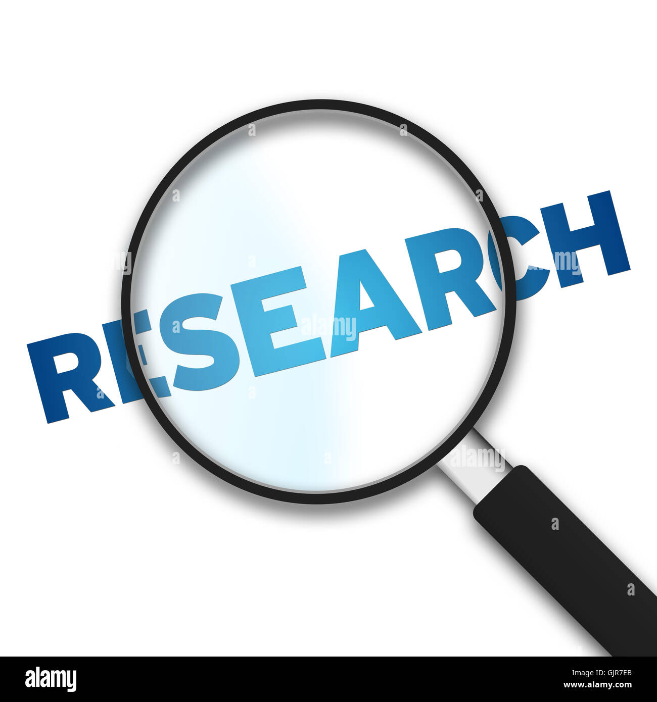 Magnifying Glass and word research Stock Photo Alamy