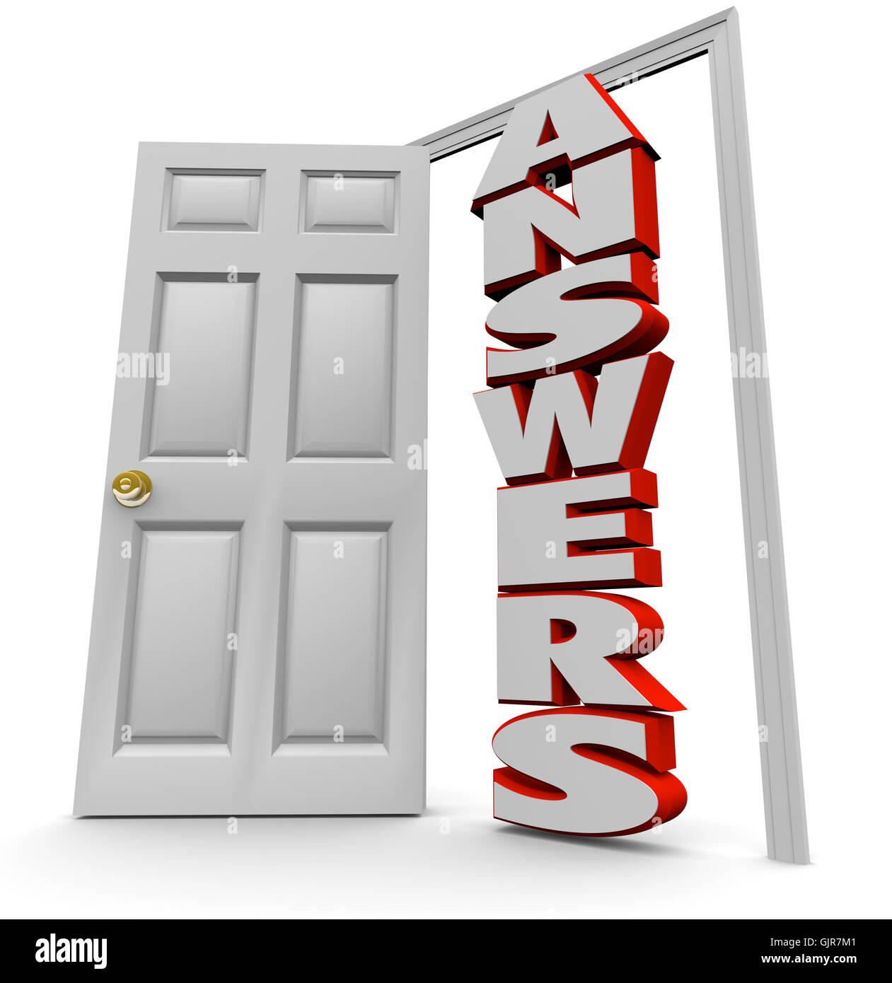 Doorway to Answers - Open Door to Answer Questions Stock Photo