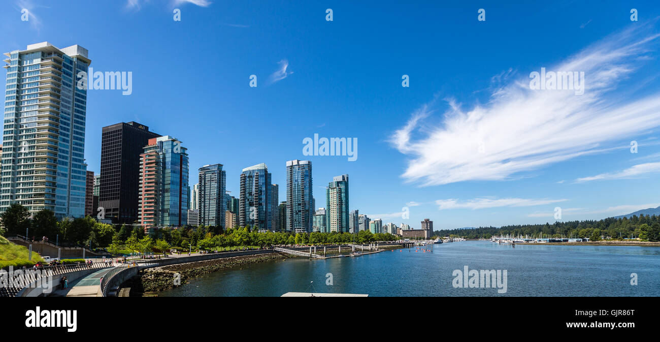 Vancouver city skyline from Vancouver harbor. Stock Photo