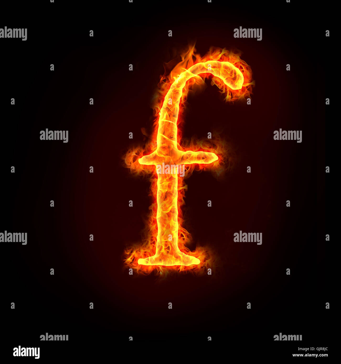 fire alphabets, small letter f Stock Photo