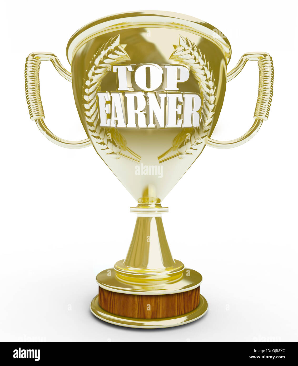 Top Earner - Words on Golden Trophy Stock Photo