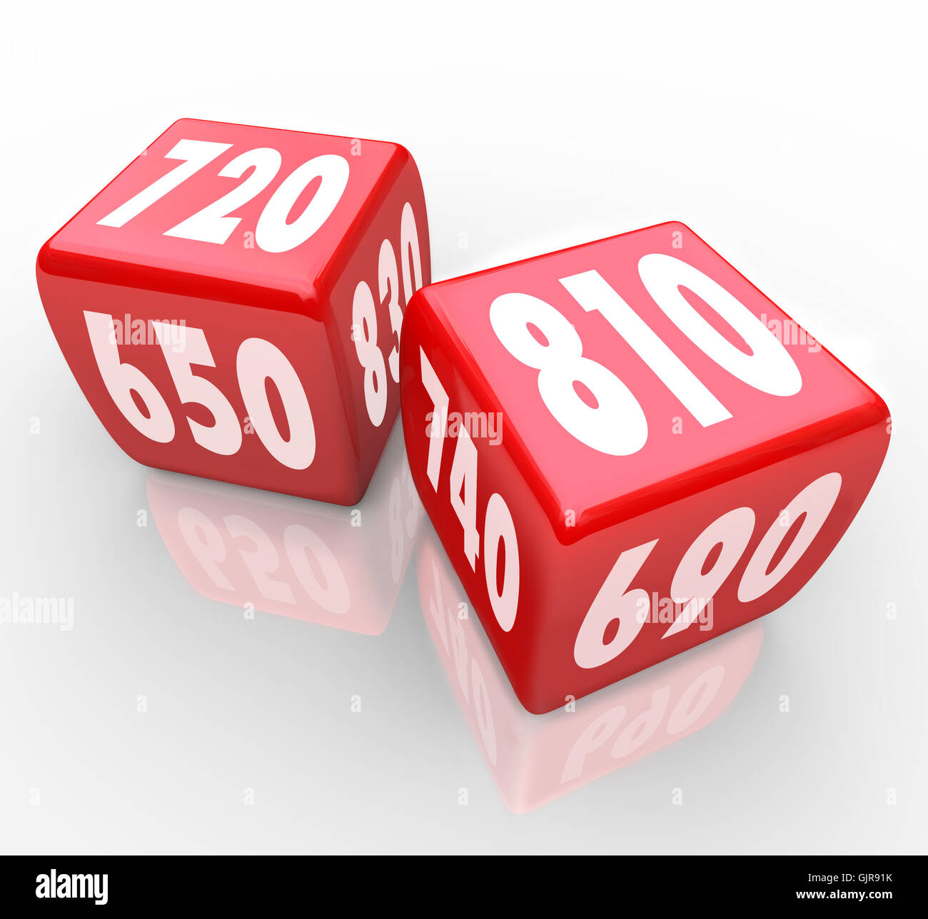 Credit Scores on Red Dice Stock Photo