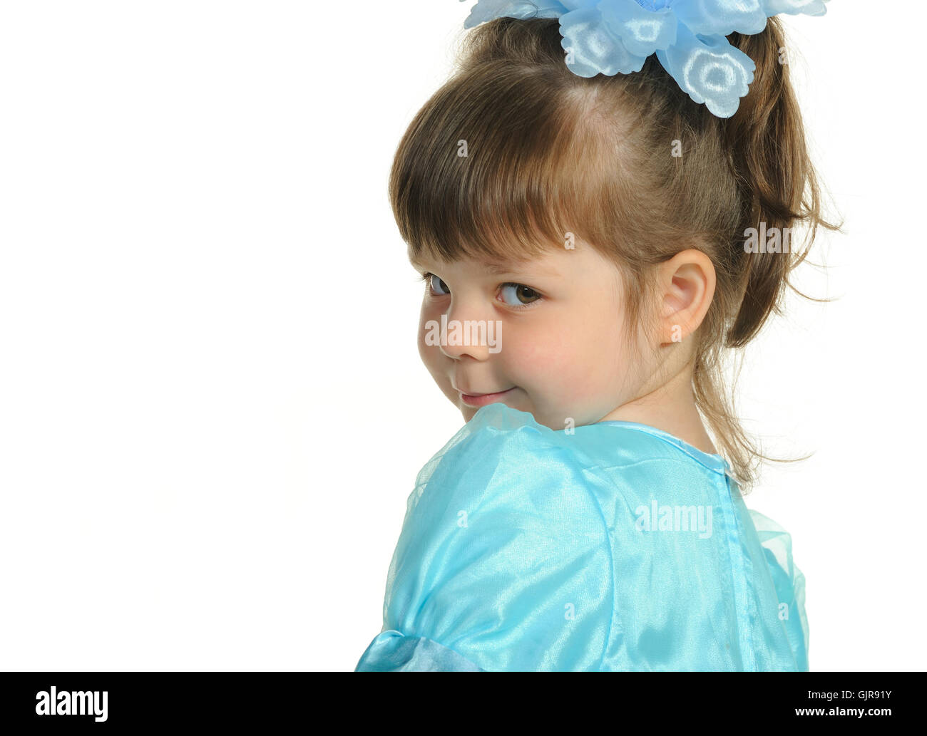 Pretty the little girl in a blue dress Stock Photo - Alamy