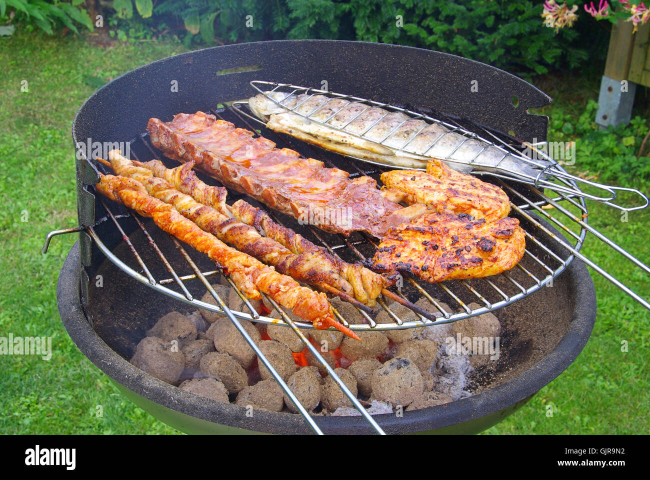 fish sausage trout Stock Photo