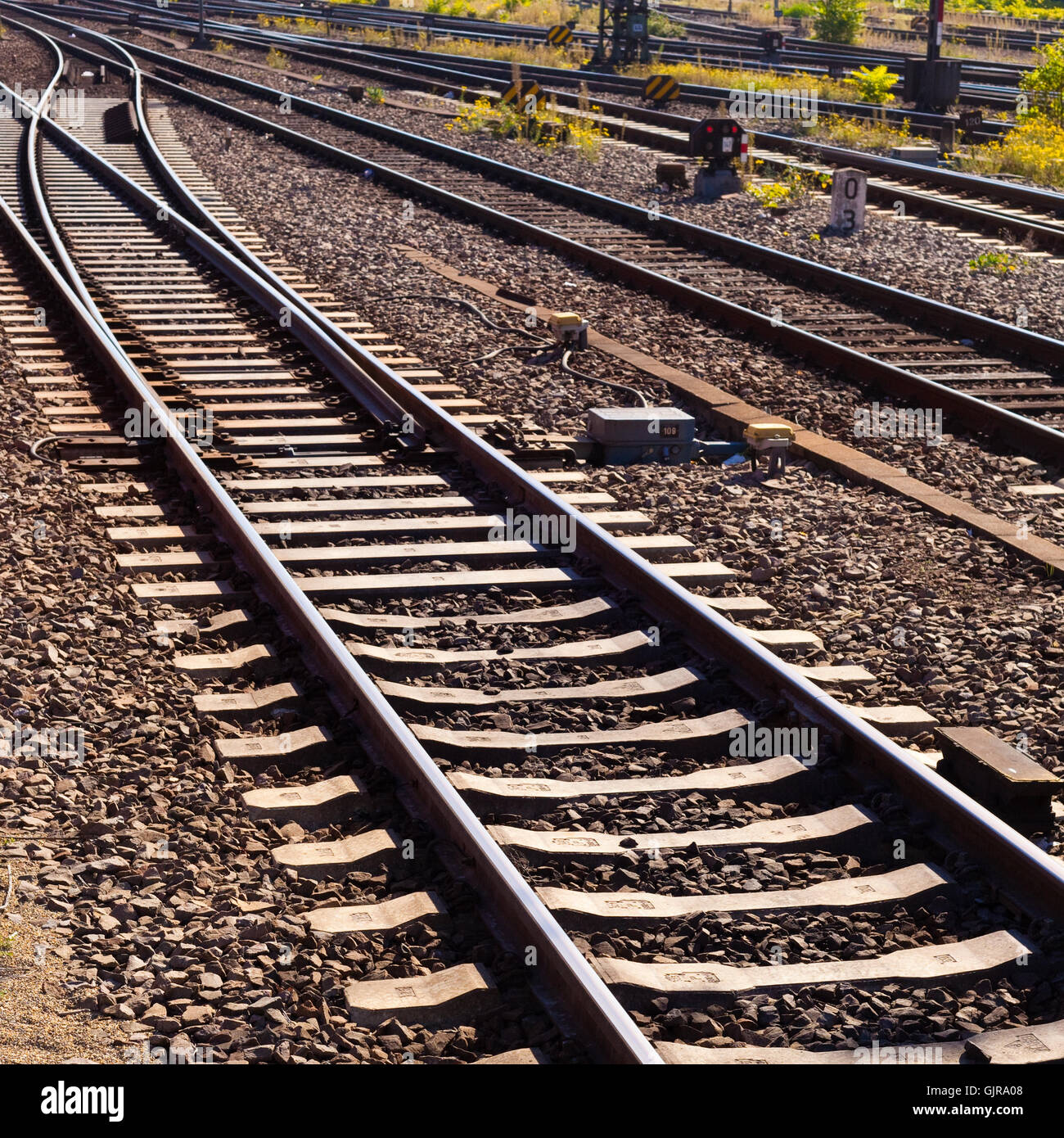 Rail Track Rench Railway Tracks and Switch Stock Photo - Alamy