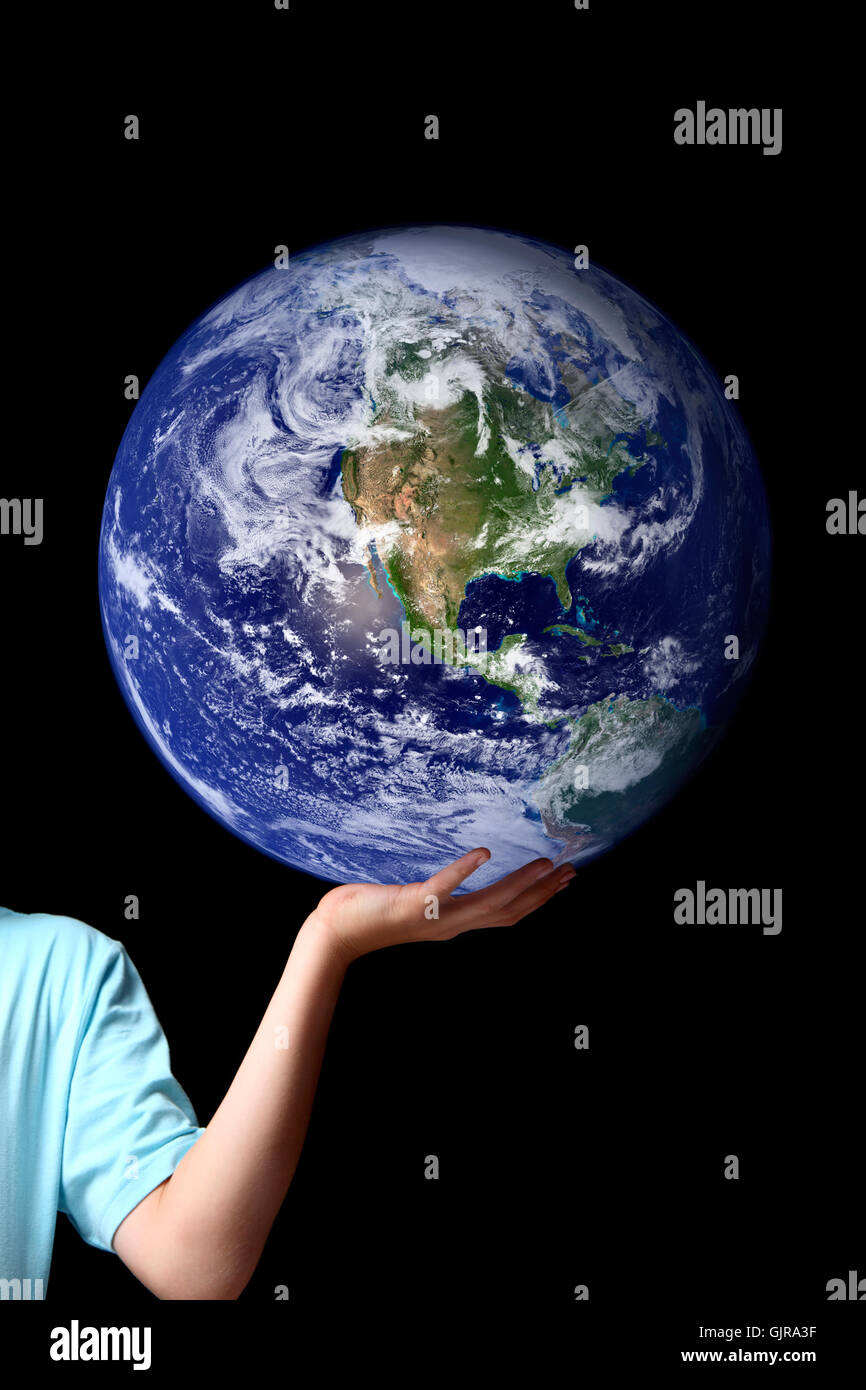 World in the palm of your hands - planet earth Stock Photo