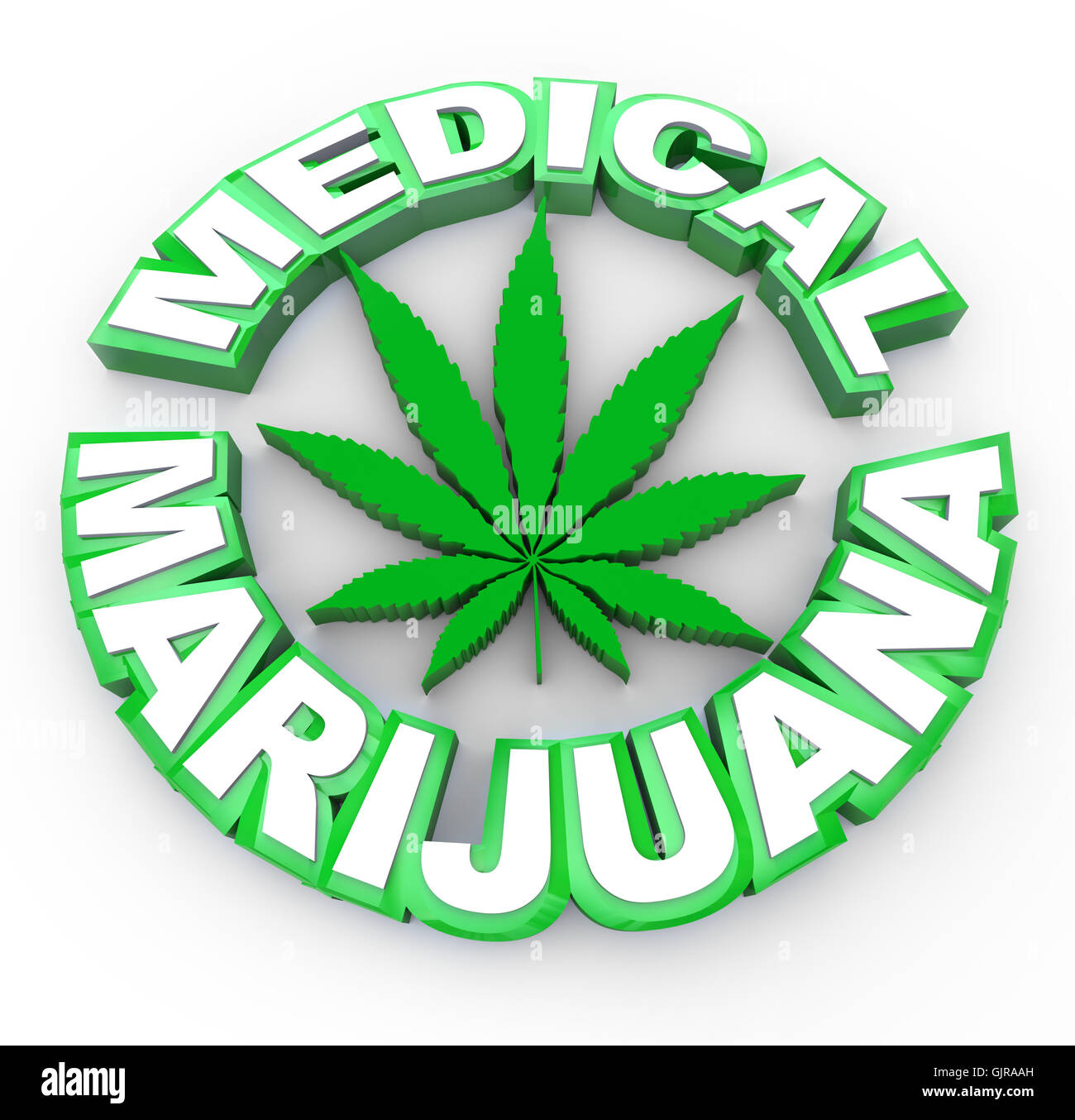 Medical Marijuana - Words and Leaf Icon Stock Photo