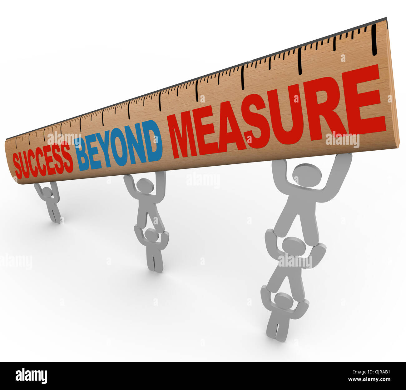 Success Beyond Measure - Team Lifting Ruler Stock Photo