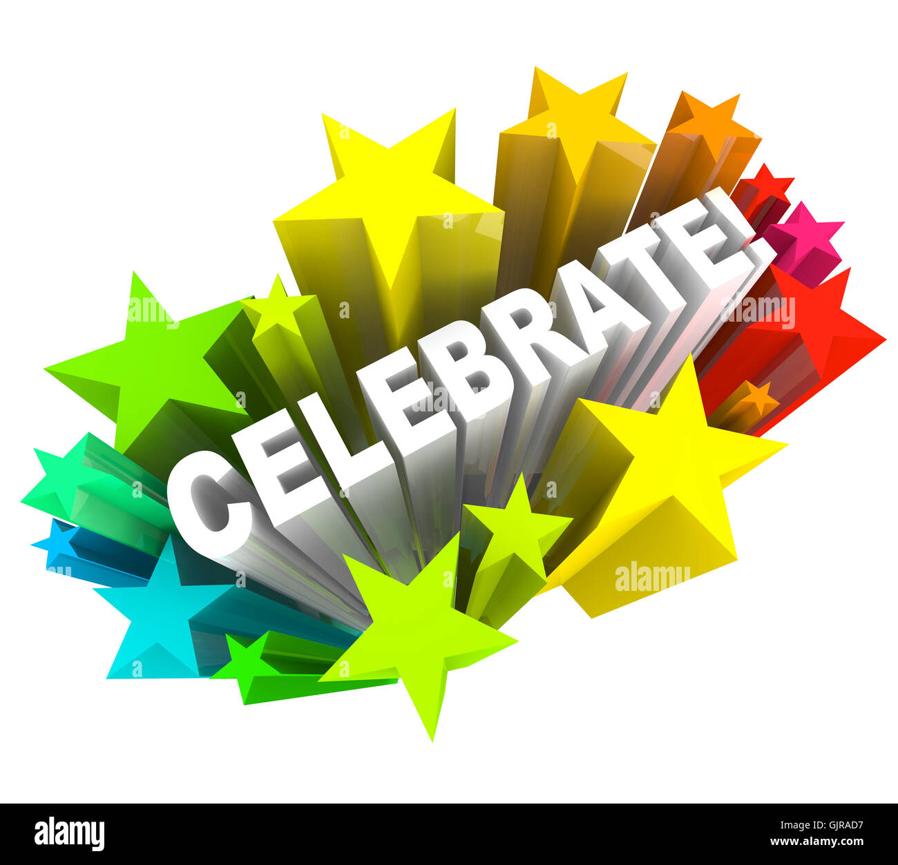 Celebrate - Word in Stars Shooting for Excitement Stock Photo