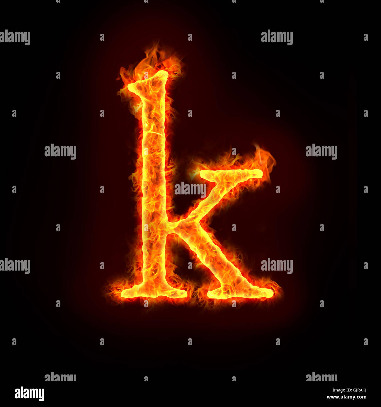 fire alphabets, small letter k Stock Photo