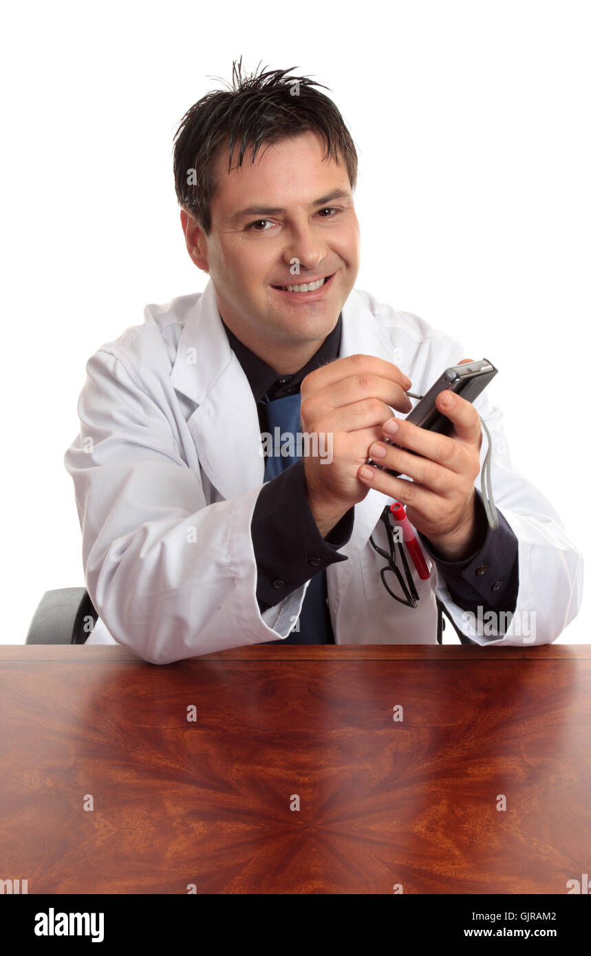 Doctor with PDA Stock Photo Alamy