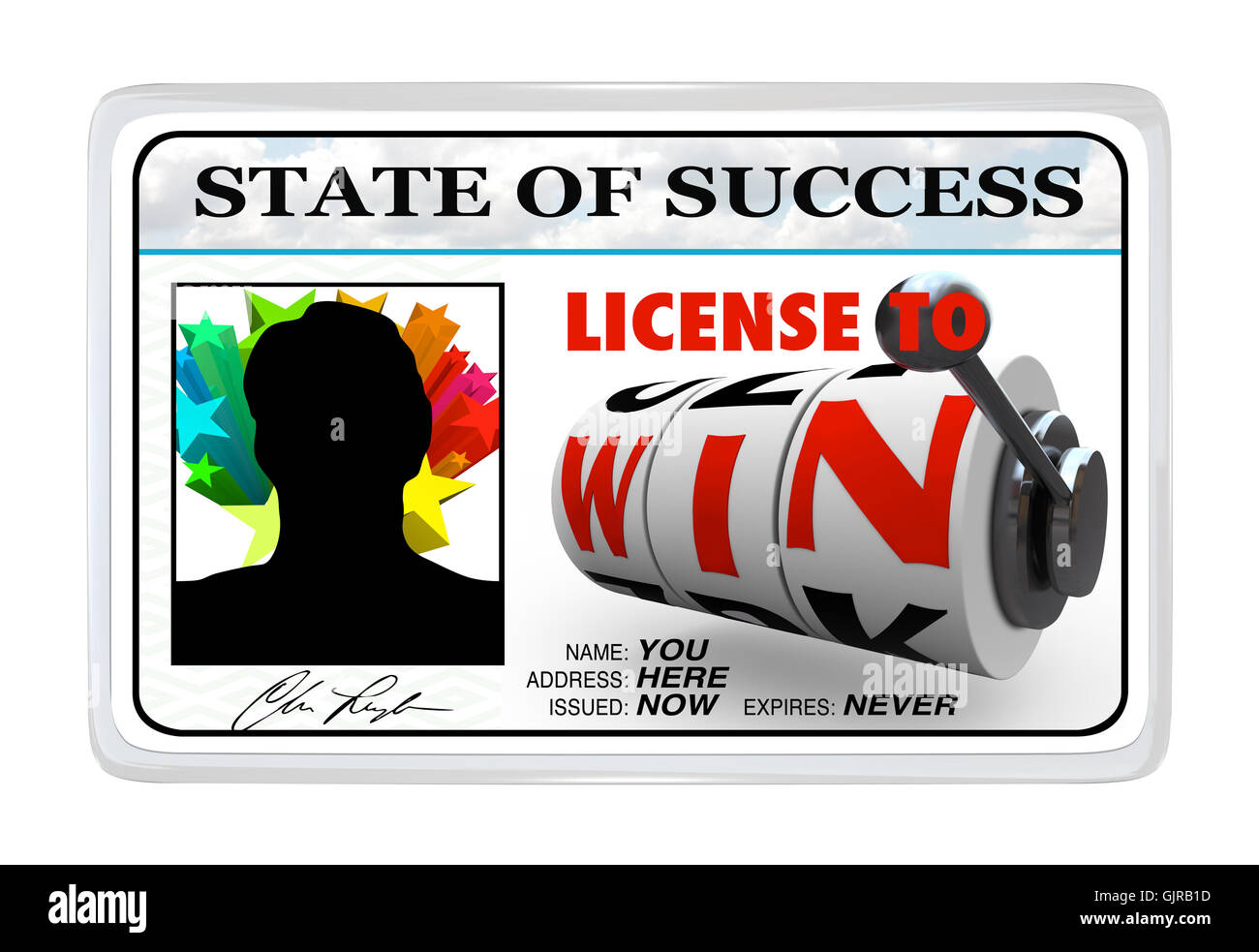 License to Win Laminated ID Card Opportunity for Success Stock Photo