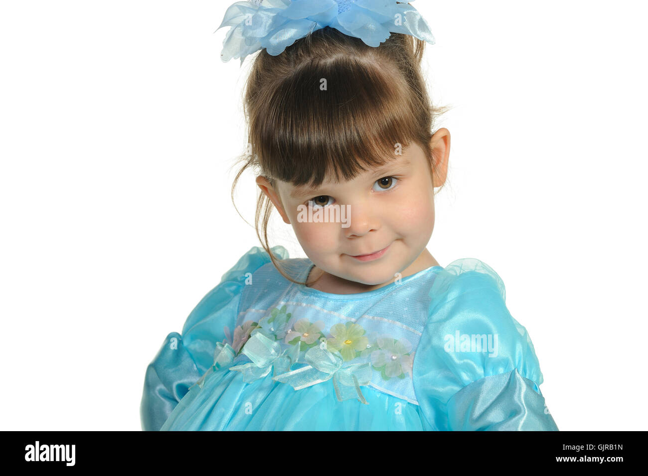 Pretty the little girl in a blue dress Stock Photo - Alamy