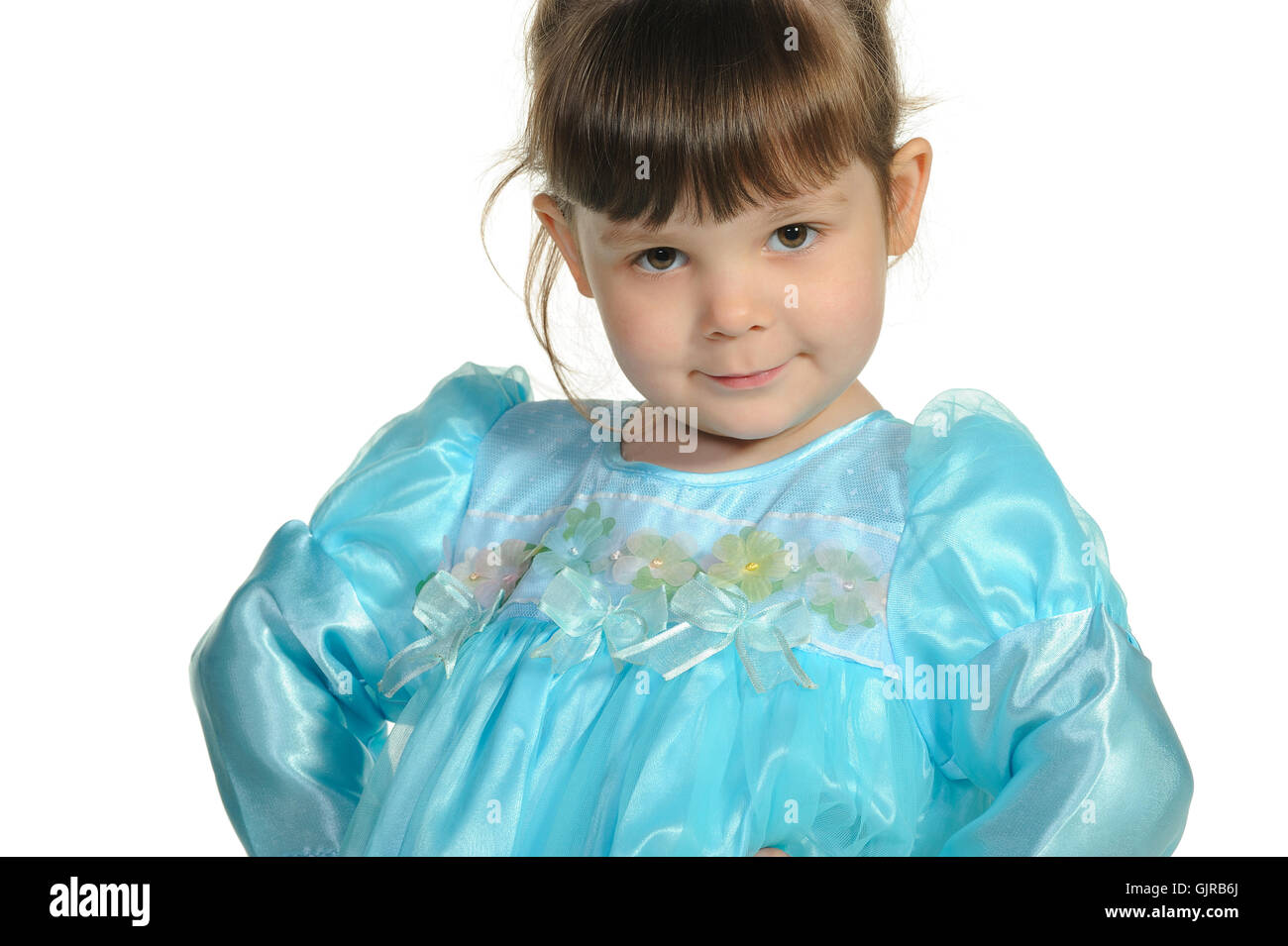 Pretty the little girl in a blue dress Stock Photo - Alamy