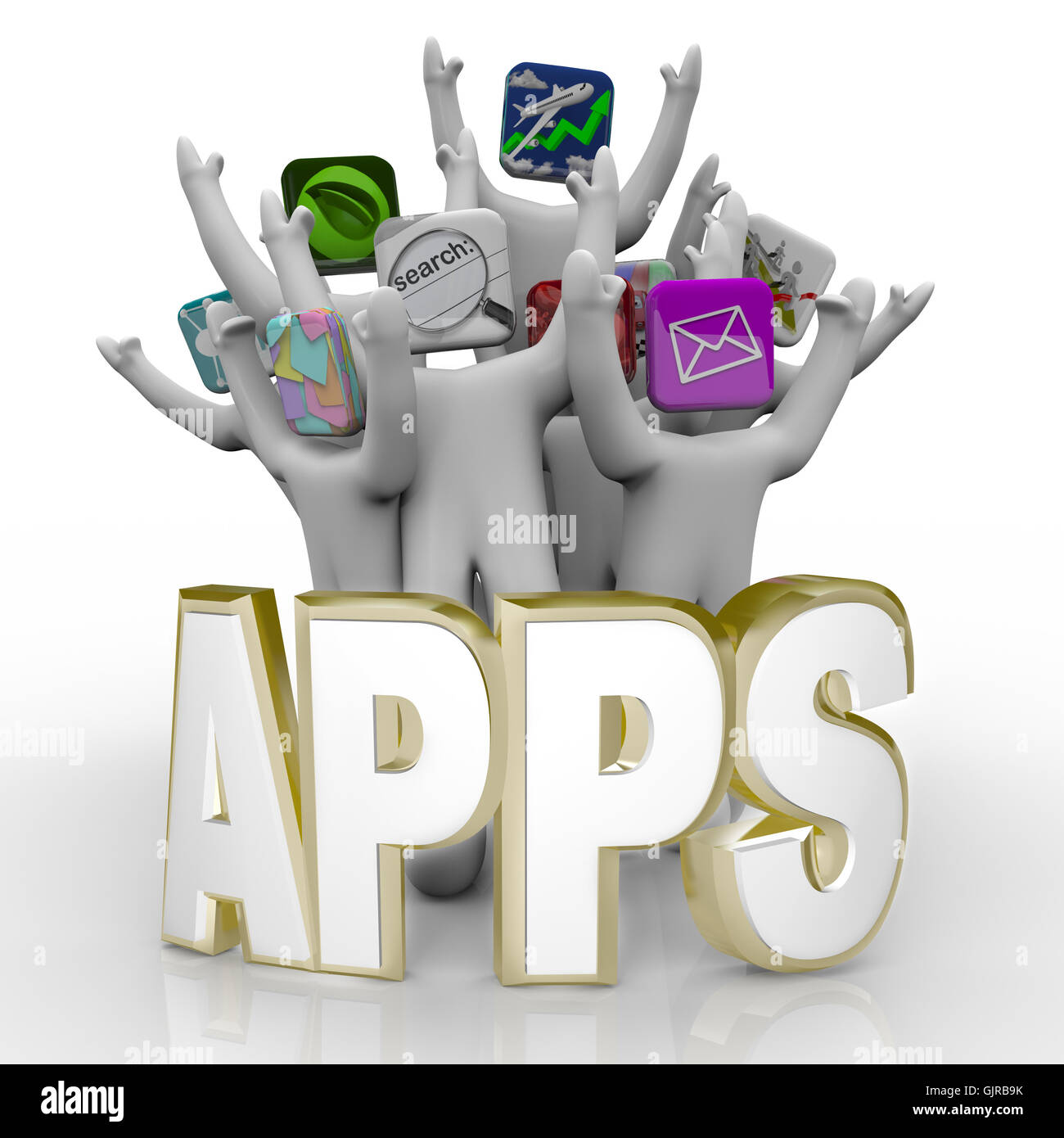 Apps - Word and People Cheering Stock Photo