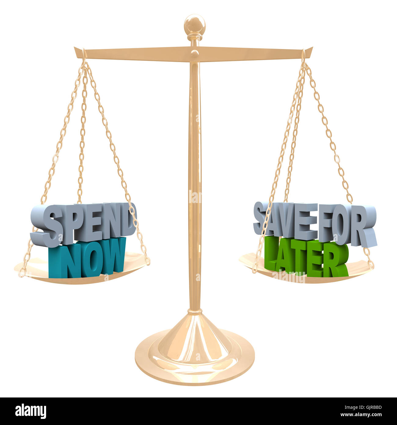 Spend Now vs Save for Later Balance Budget Money Stock Photo