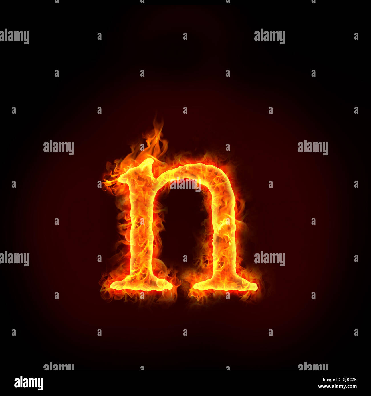 fire alphabets, small letter n Stock Photo