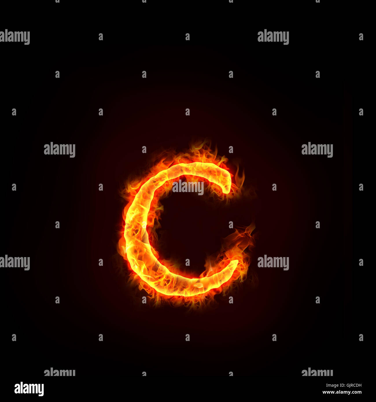 fire alphabets, small letter c Stock Photo