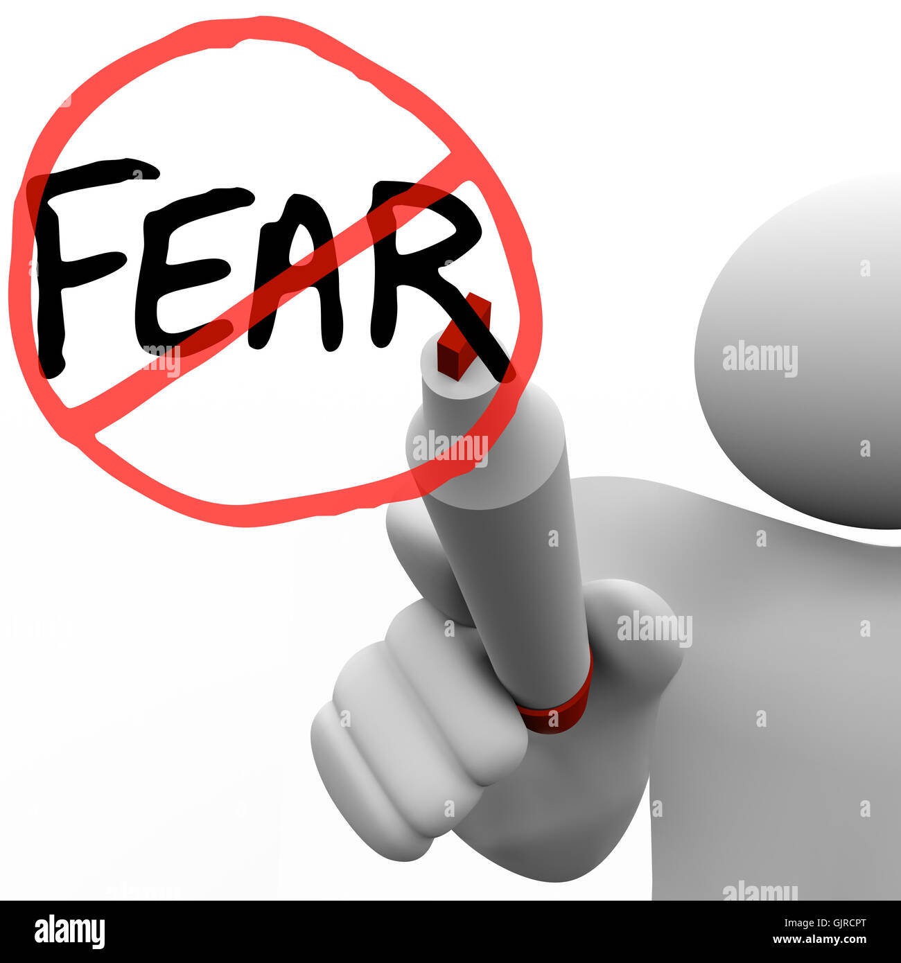 Getting Over Fear - Man Draws Circle and Slash Over Word Stock Photo