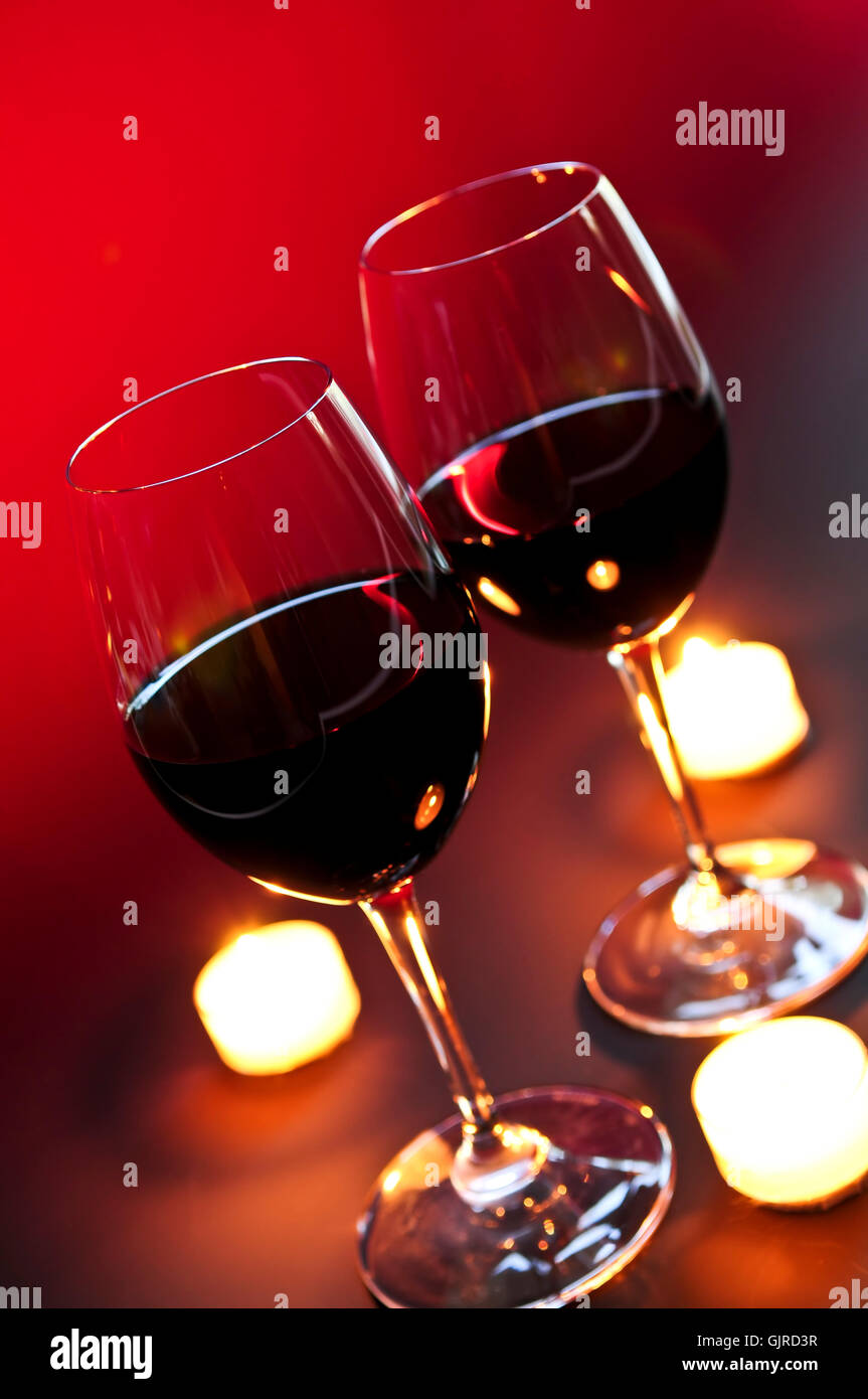 romantic wine glasses Stock Photo Alamy