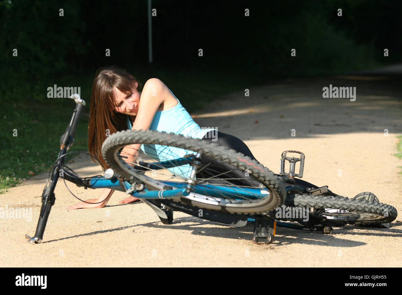woman pain accident Stock Photo