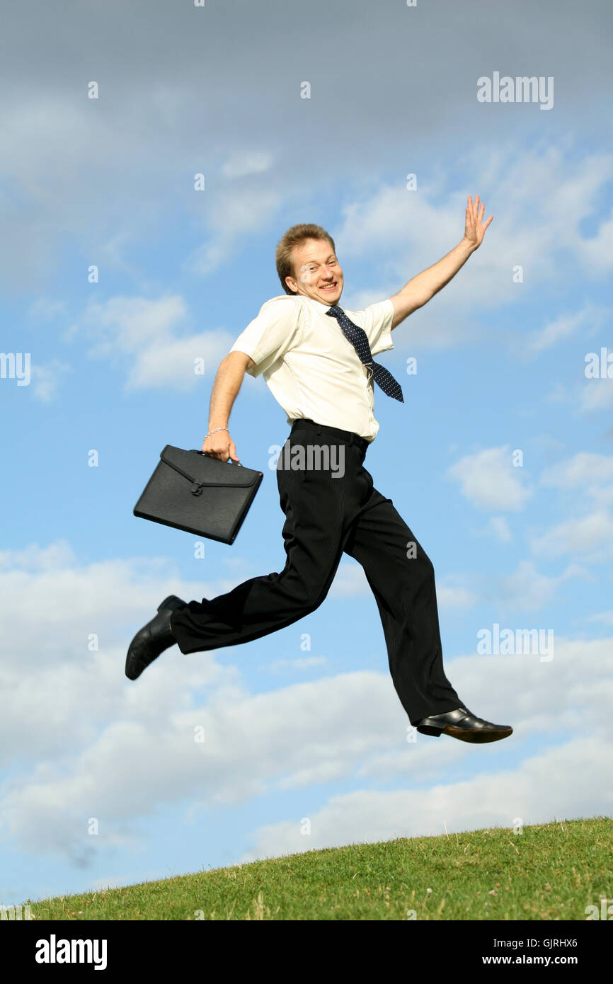 man jumping in the air Stock Photo