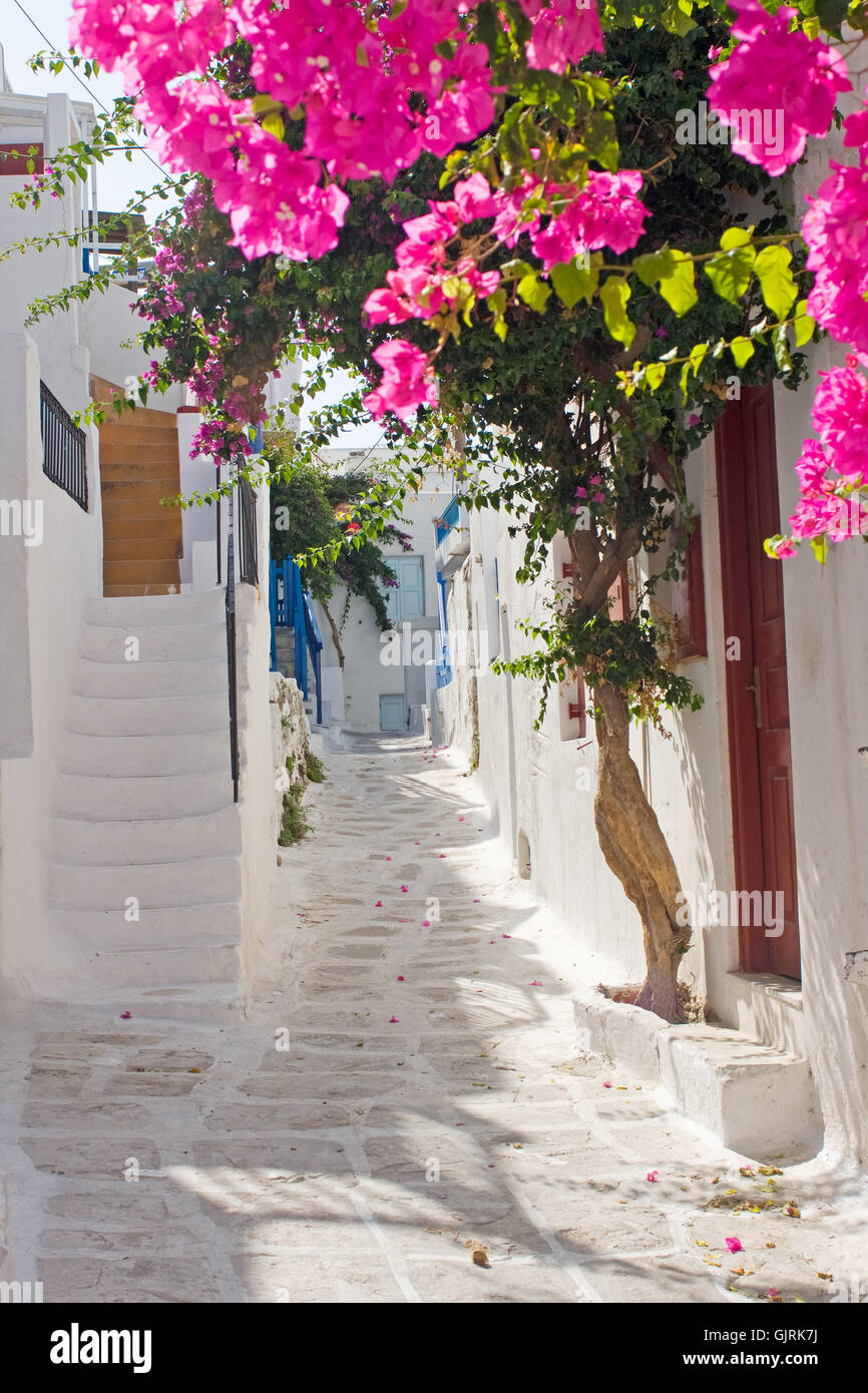 mykonos town Stock Photo