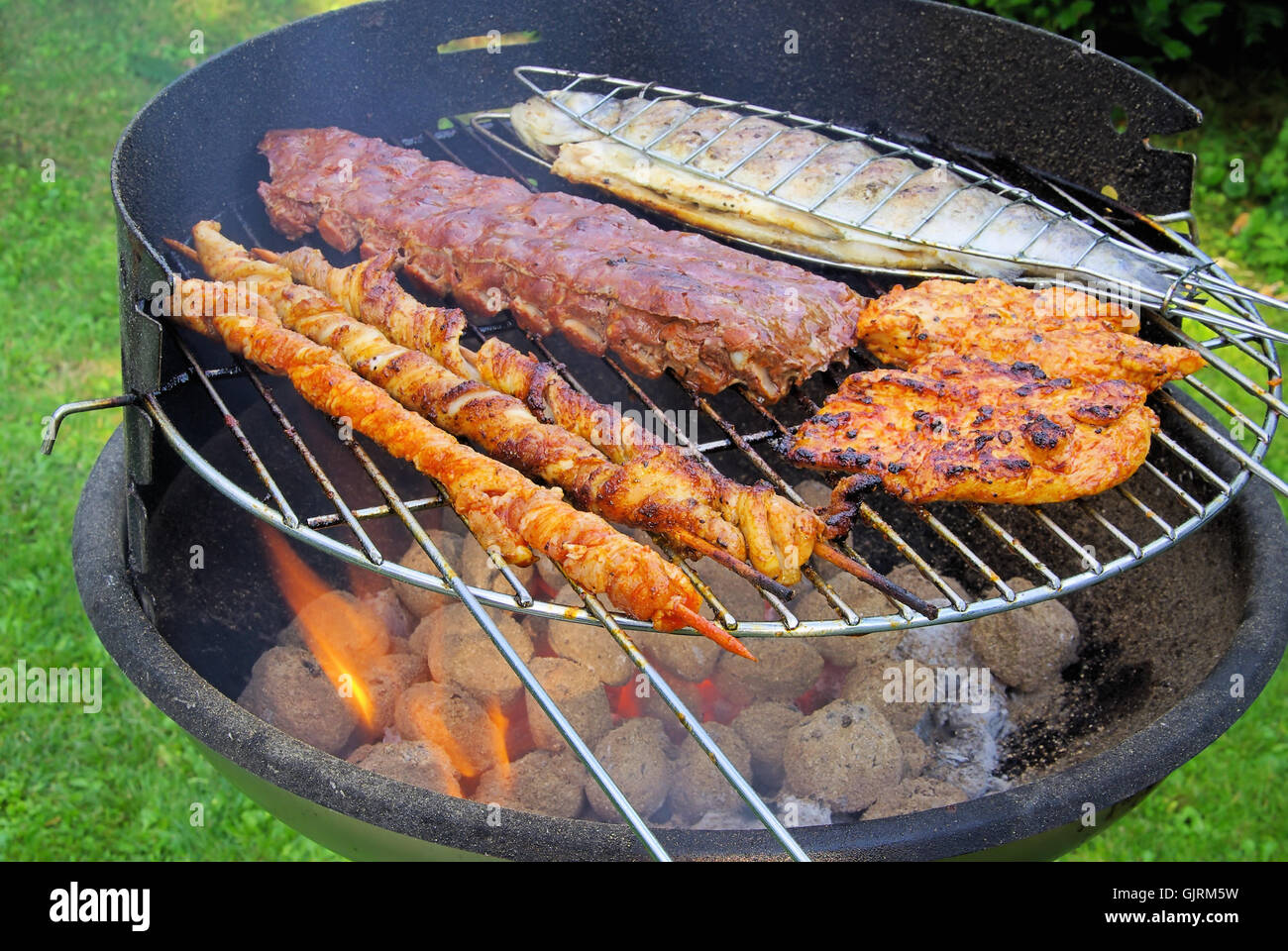 fish trout grill Stock Photo