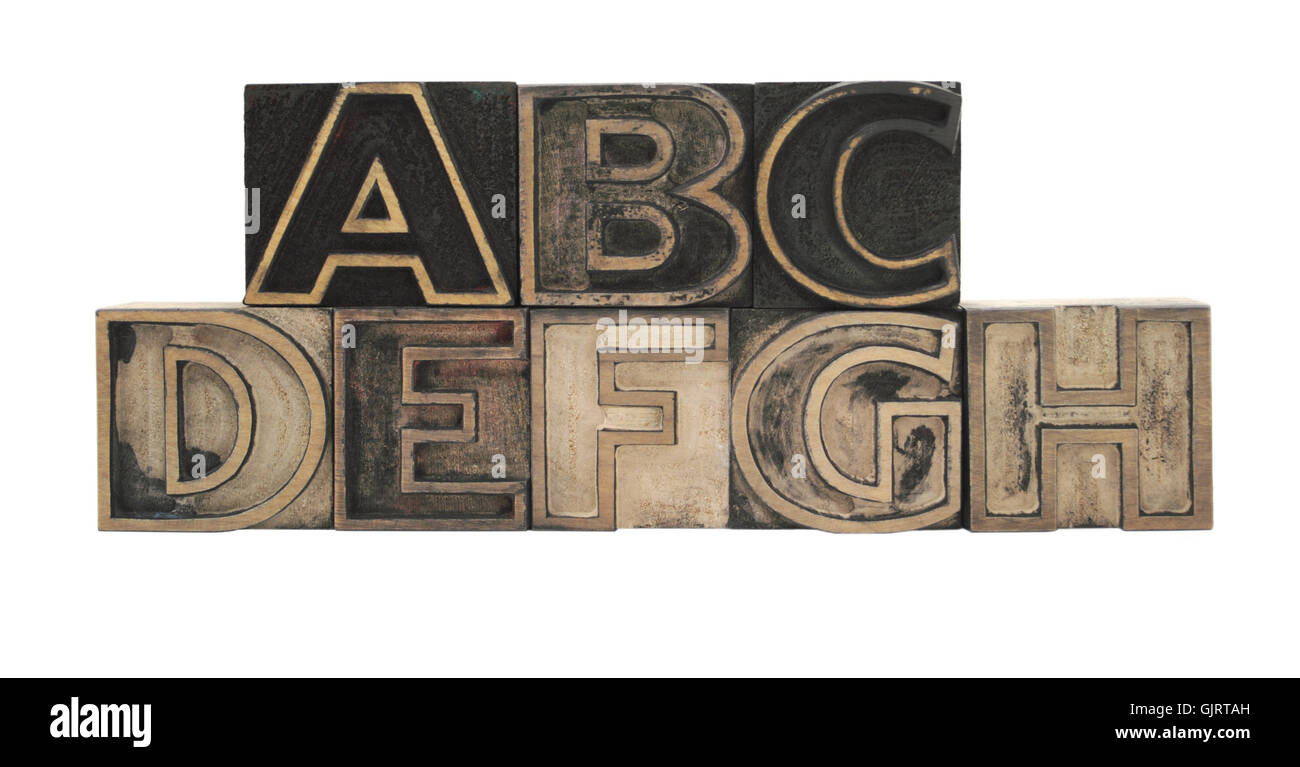 wood letters letterpress Stock Photo