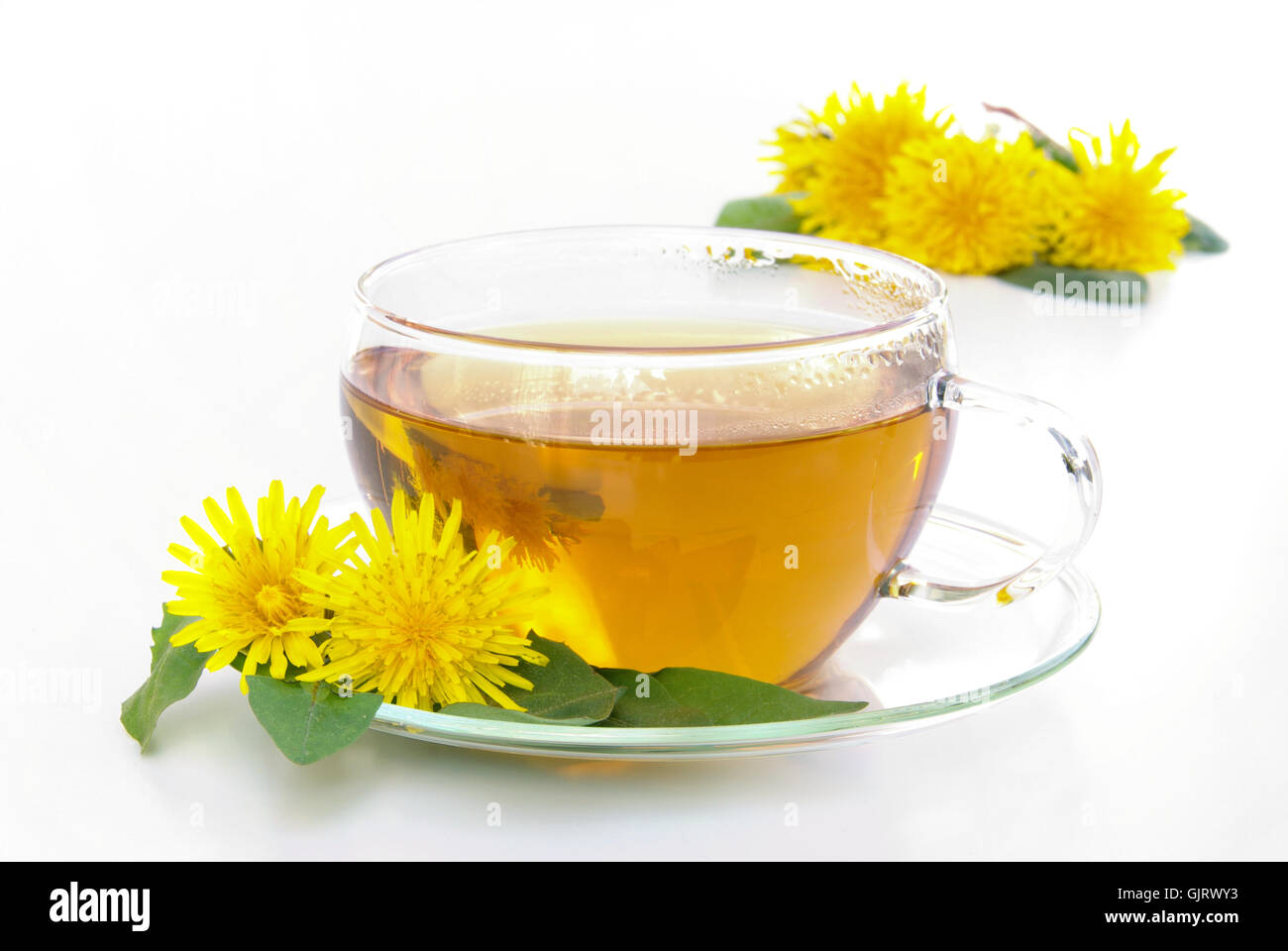 cup tea dandelion Stock Photo