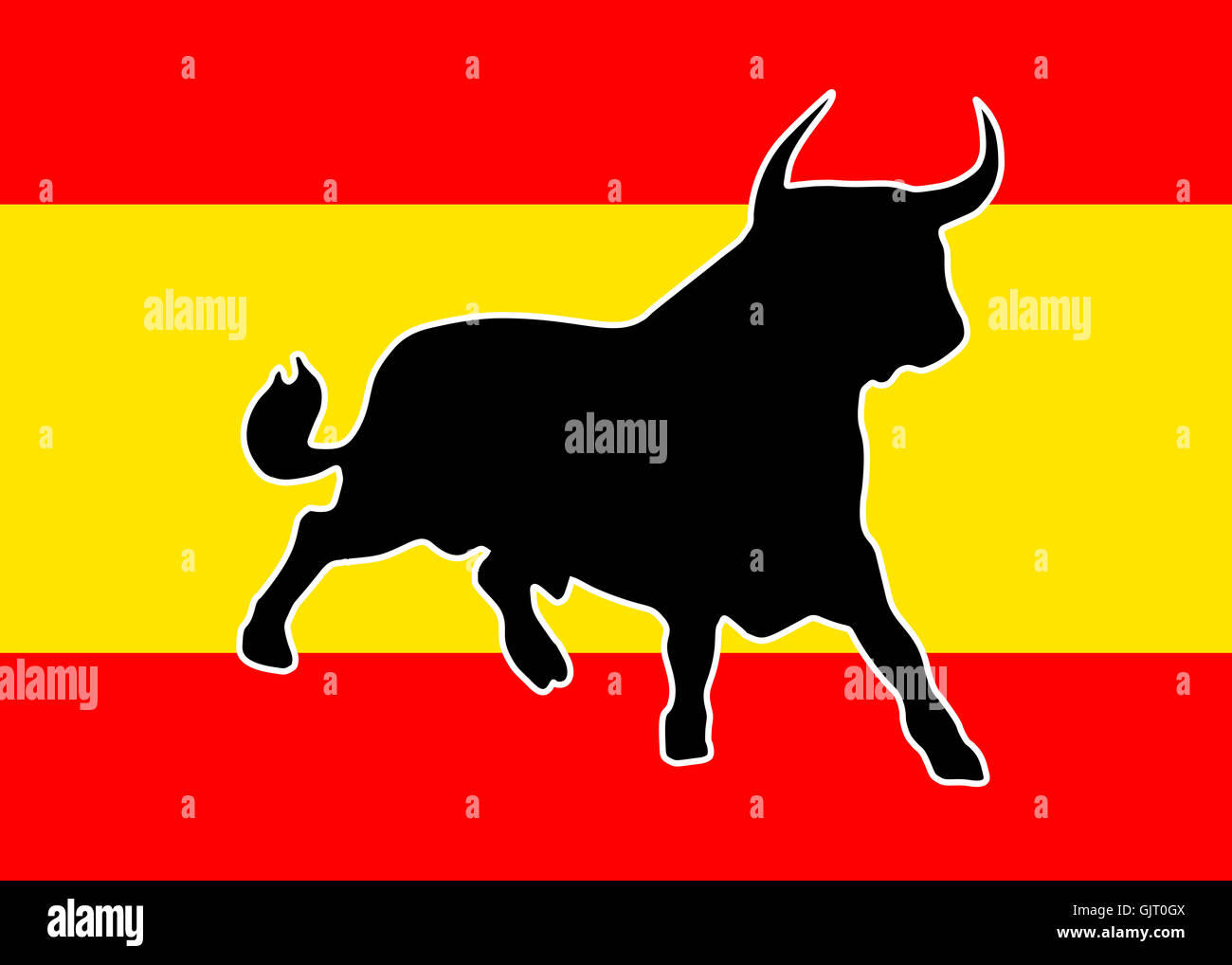 scharzer bull on spanish colors Stock Photo