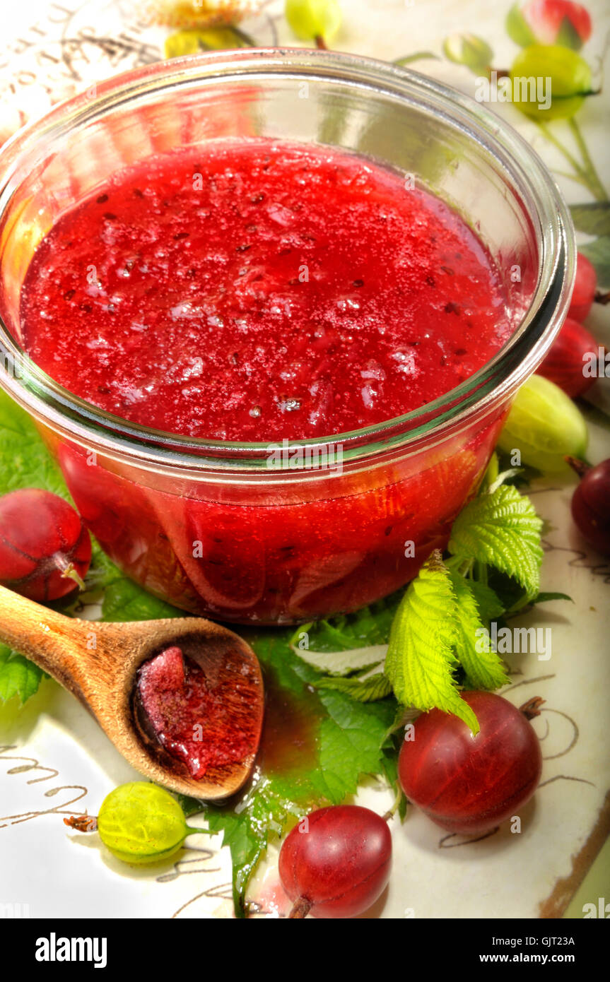 red gooseberry jam Stock Photo Alamy