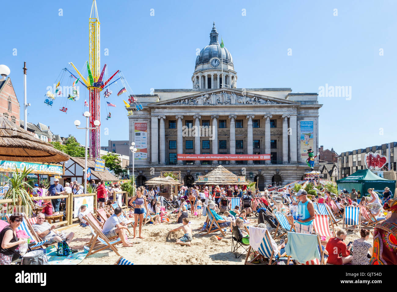Nottingham Beach, held in the Old Market Square during the Summer, Nottingham, Nottinghamshire, England, UK Stock Photo