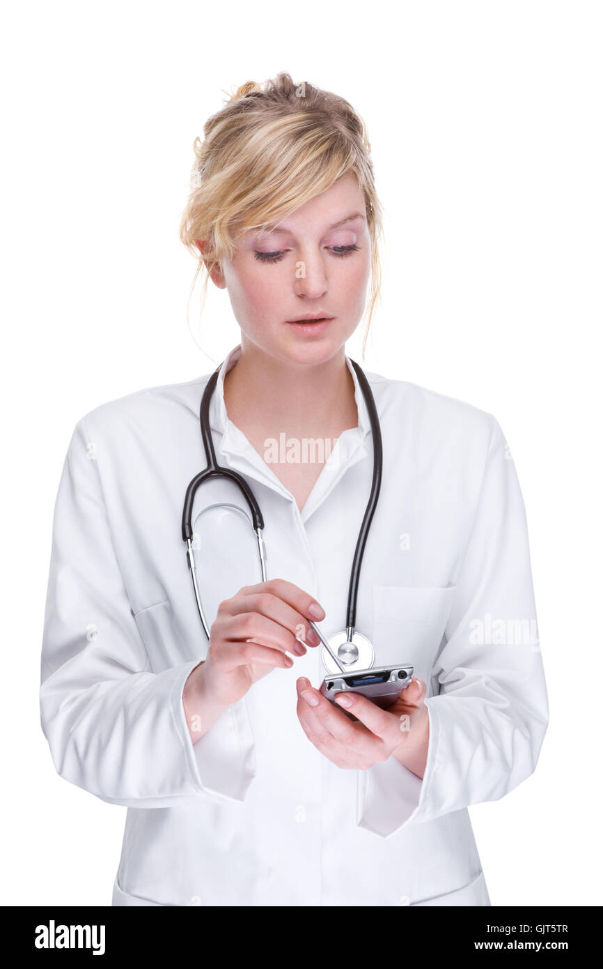 young female doctor with a pda Stock Photo