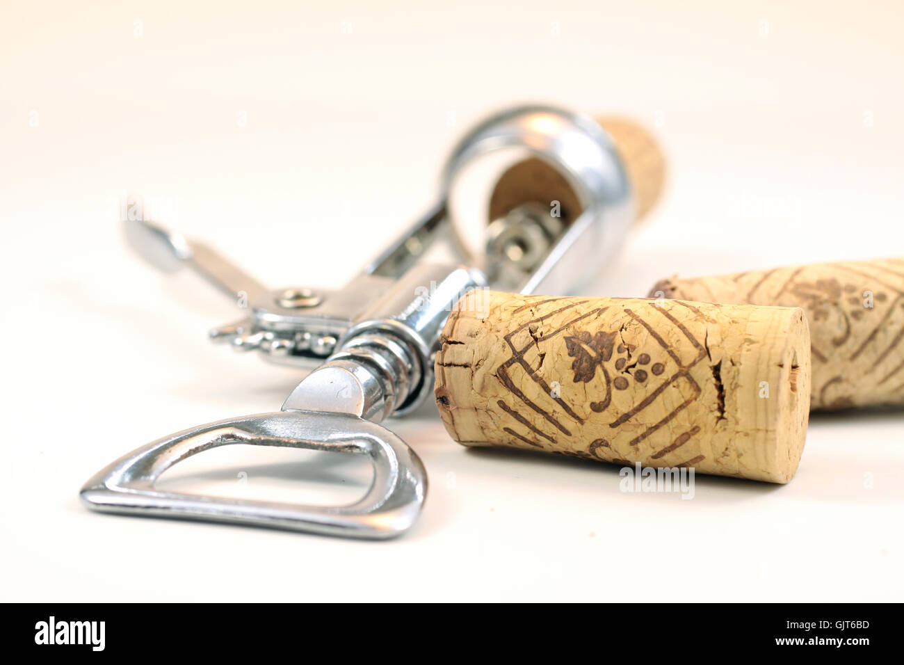 cork and corkscrew Stock Photo